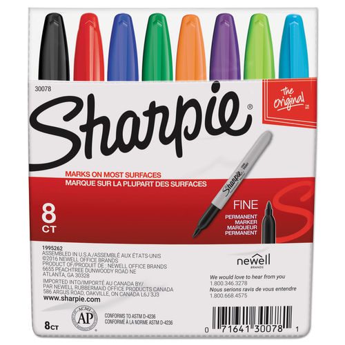 טושי שרפי - SHARPIE סט 8 טושים FINE POIN