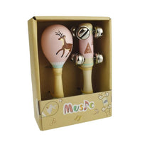 סט כלי נגינה מעץ: מרקס וידית פעמונים דגם צבי - Linda Toys - דוארט | DoArt