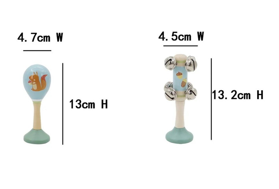 סט כלי נגינה מעץ: מרקס וידית פעמונים דגם סנאי - Linda Toys