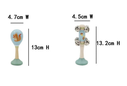 סט כלי נגינה מעץ: מרקס וידית פעמונים דגם סנאי - Linda Toys