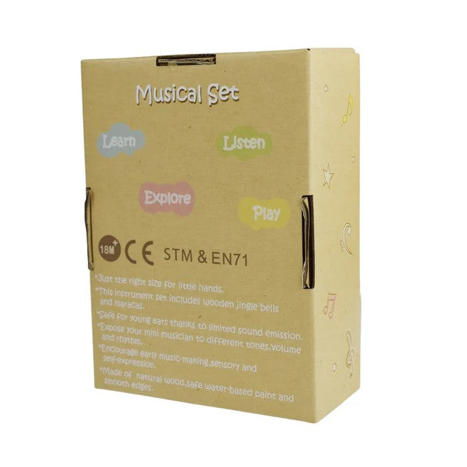 סט כלי נגינה מעץ: מרקס וידית פעמונים דגם סנאי - Linda Toys