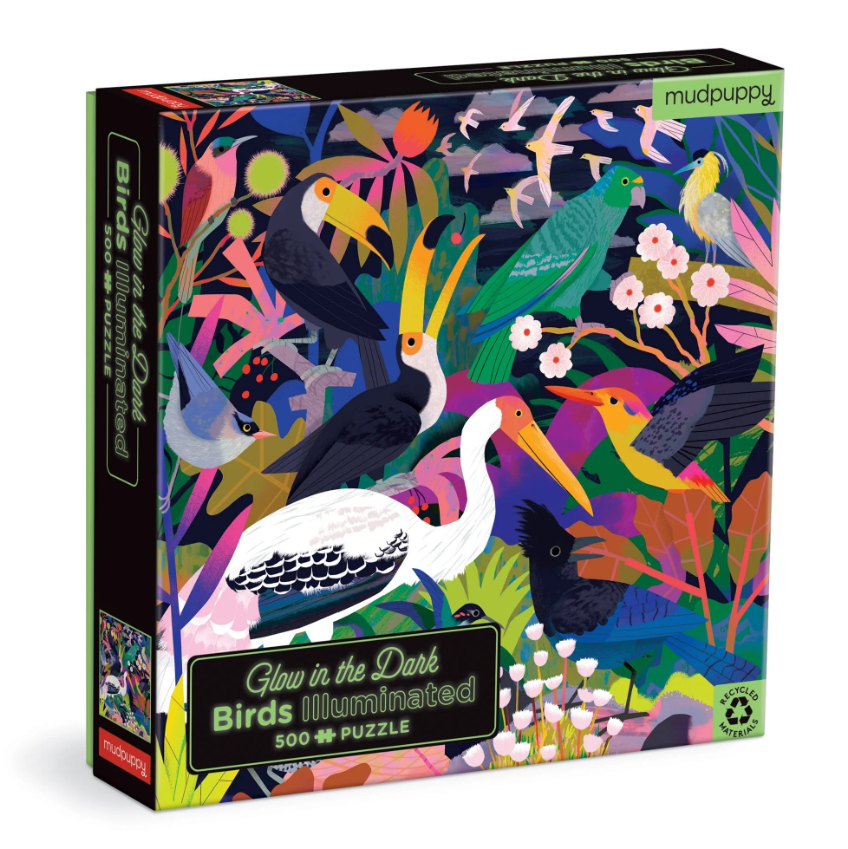 פאזל זוהר בחושך 500 חלקים - ציפורים MUDPUPPY - דוארט | DoArt