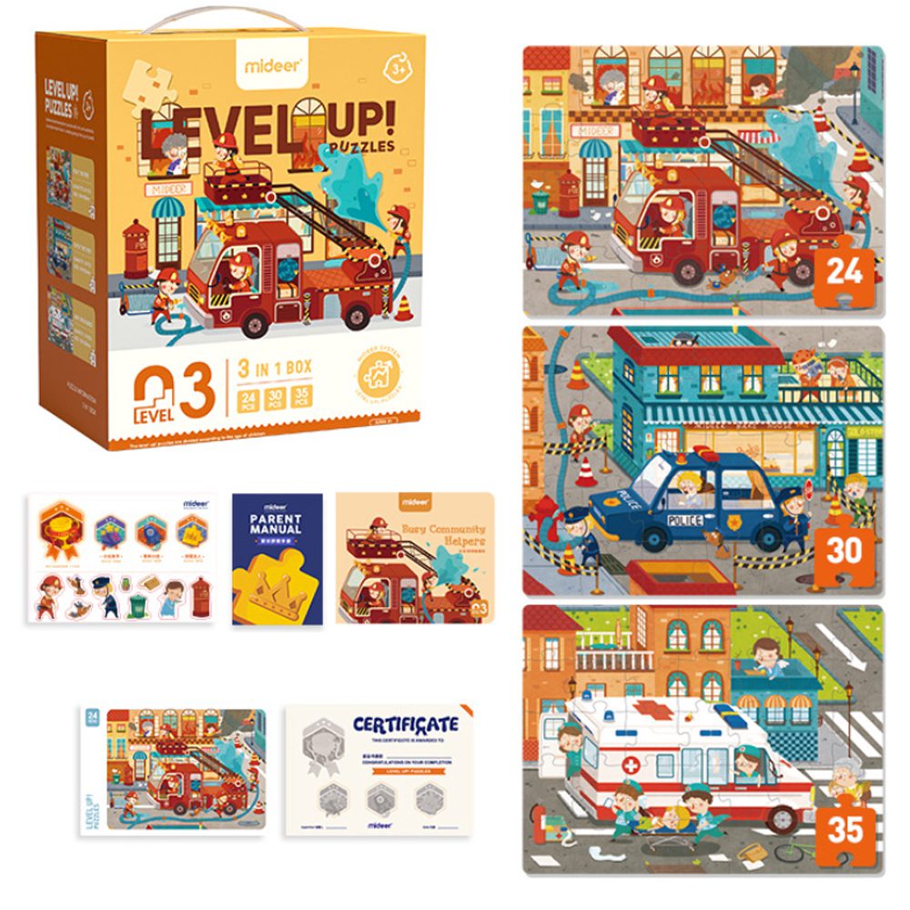 מארז פאזלים: LEVEL UP 3 כוחות הצלה MIDEER - דוארט | DoArt