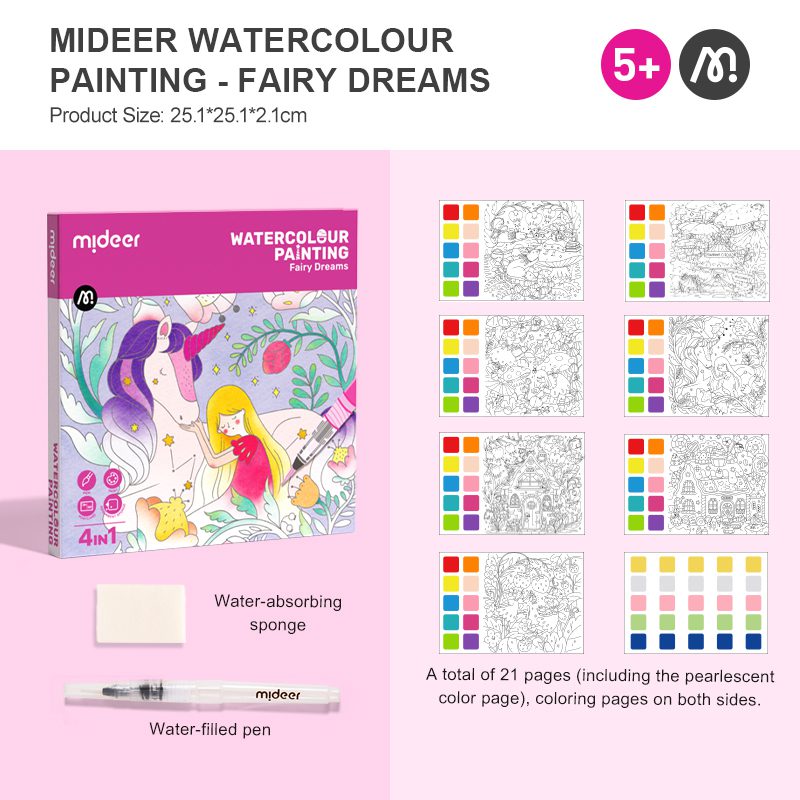 חוברת צביעה בצבעי מים - חלומות פיות MIDEER - דוארט | DoArt