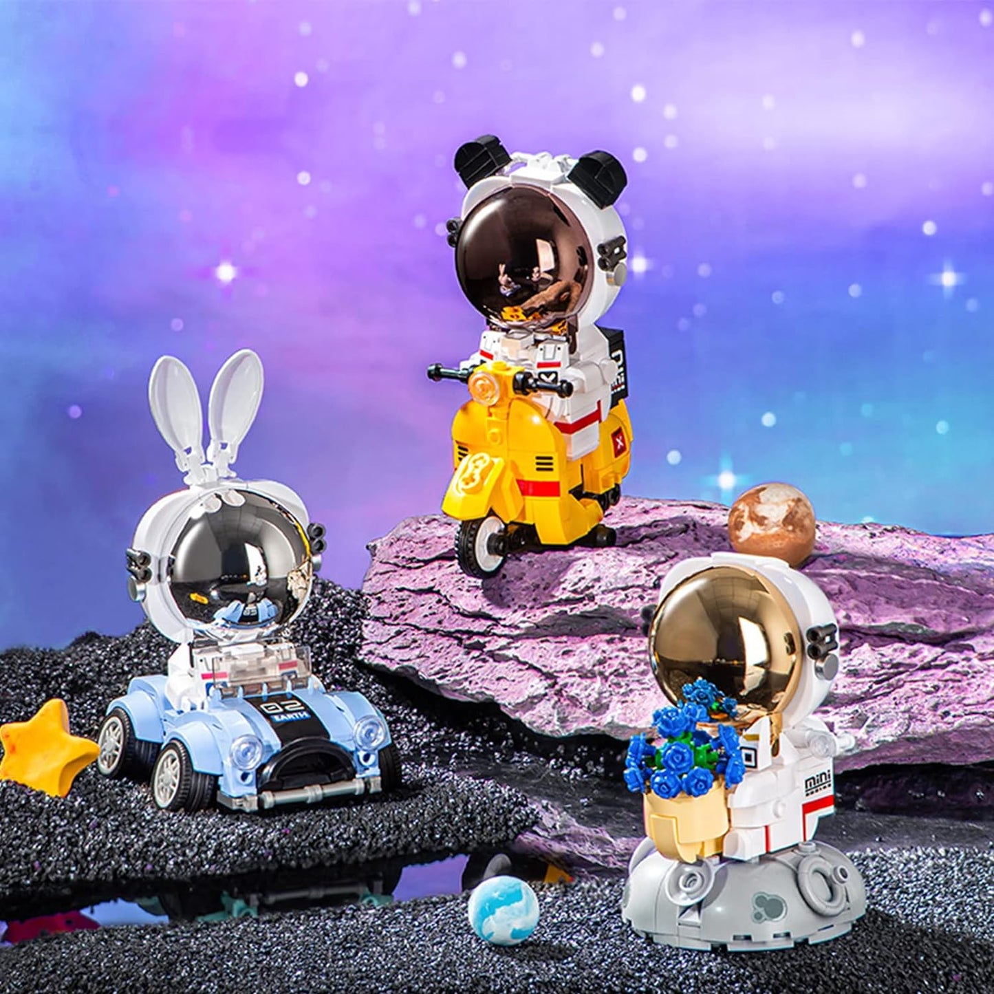 אבני בנייה - אסטרונאוט על אופנוע Sluban - דוארט | DoArt