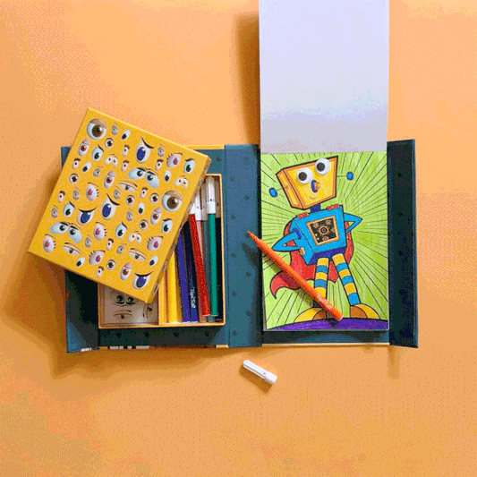 סט צביעה - עיניים מתגלגלות יצורים Tiger Tribe - דוארט | DoArt