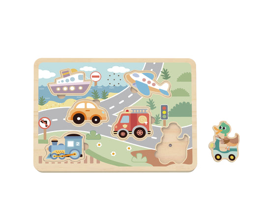 פאזל עץ עם צלילים - תחבורה Tooky Toy - דוארט | DoArt