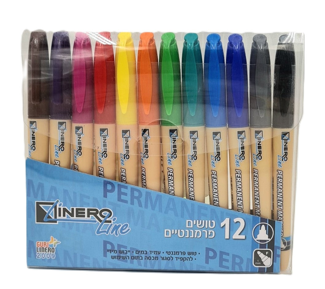 טושים פרמננטים 1 מ"מ - סט 12 Linero - דוארט | DoArt