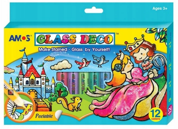 צבעי חלון סט 12 גוונים Amos Glass Deco - דוארט | DoArt