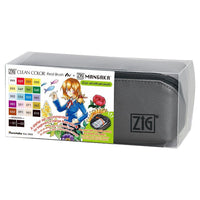 קלמר 22 פריטים: טושי מכחול ועטים גרפיים Zig Clean Color Real Brush + Mangaka - דוארט | DoArt