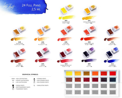 סט 24 קוביות צבעי מים בקופסת קרטון White Nights