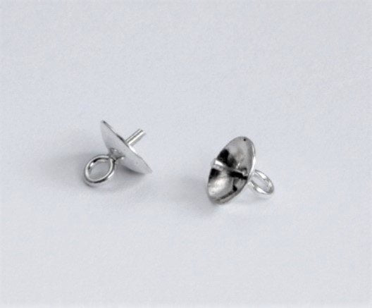 4 מחזיקי פנינה חצי חור (מוצץ) להדבקה Silver 925 - דוארט | DoArt