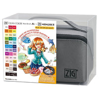 קלמר 40 פריטים: טושי מכחול ועטים גרפיים Zig Clean Color Real Brush + Mangaka - דוארט | DoArt