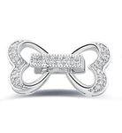 סוגר משובץ זירקונים לבבות מוכסף