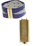 סוגר מסילה מדוגם לחרוזים יפנים מוזהב
