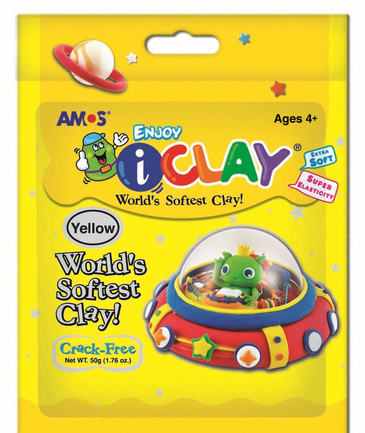 חימר קל גוון צהוב - 50 גרם AMOS I-CLAY - דוארט | DoArt