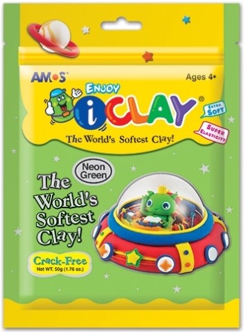חימר קל גוון ירוק ניאון - 50 גרם AMOS I-CLAY - דוארט | DoArt