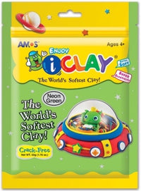 חימר קל גוון ירוק ניאון - 50 גרם AMOS I-CLAY - דוארט | DoArt