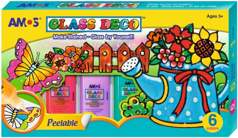 צבעי חלון 6 צבעים 22 מ"ל Amos Glass Deco - דוארט | DoArt