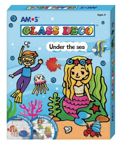 קיט צבעי חלון לוכדי שמש ומדבקות - מעמקי הים Amos Glass Deco - דוארט | DoArt