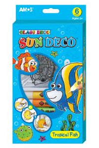 קיט צבעי חלון לוכדי שמש - דגים טרופיים Amos Sun Deco - דוארט | DoArt
