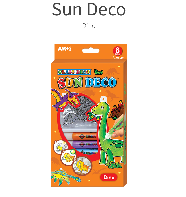 קיט צבעי חלון לוכדי שמש - דינוזאורים Amos Sun Deco - דוארט | DoArt