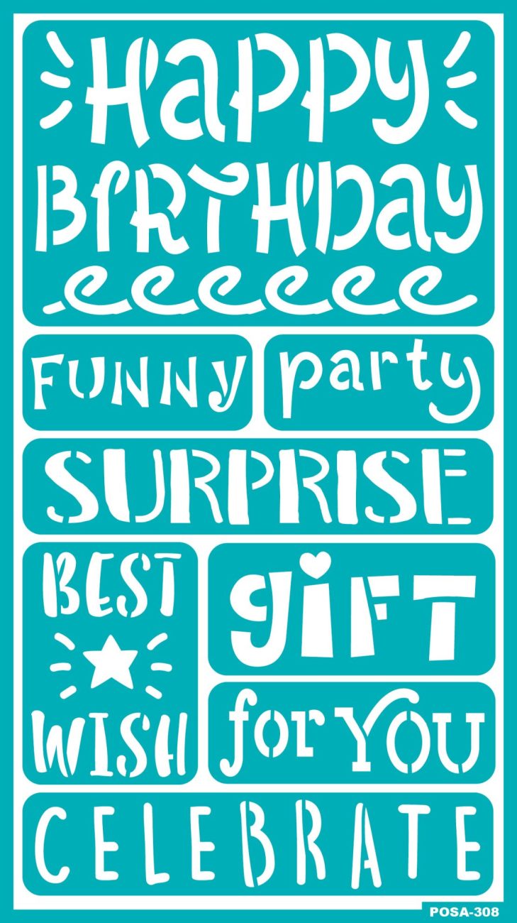 סטנסיל דביק מילים יום הולדת - HAPPY BIRTHDAY - דוארט | DoArt