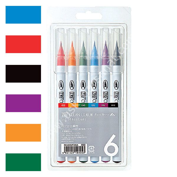 ZIG CLEAN COLOR טוש מכחול - סט 6 - דוארט | DoArt