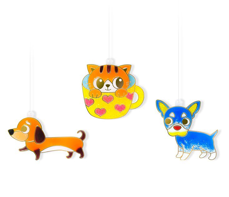 קיט צבעי חלון +צורות כלב וחתול AMOS