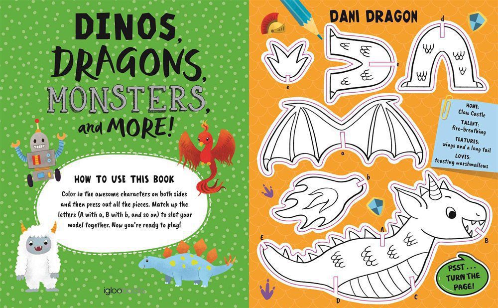 צובעים ומרכיבים – דינוזאורים, דרקונים ומפלצות IGLOOBOOKS