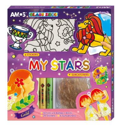 ערכת צבעי חלון MY STARS  צורות + 29 מדבקות  AMOS