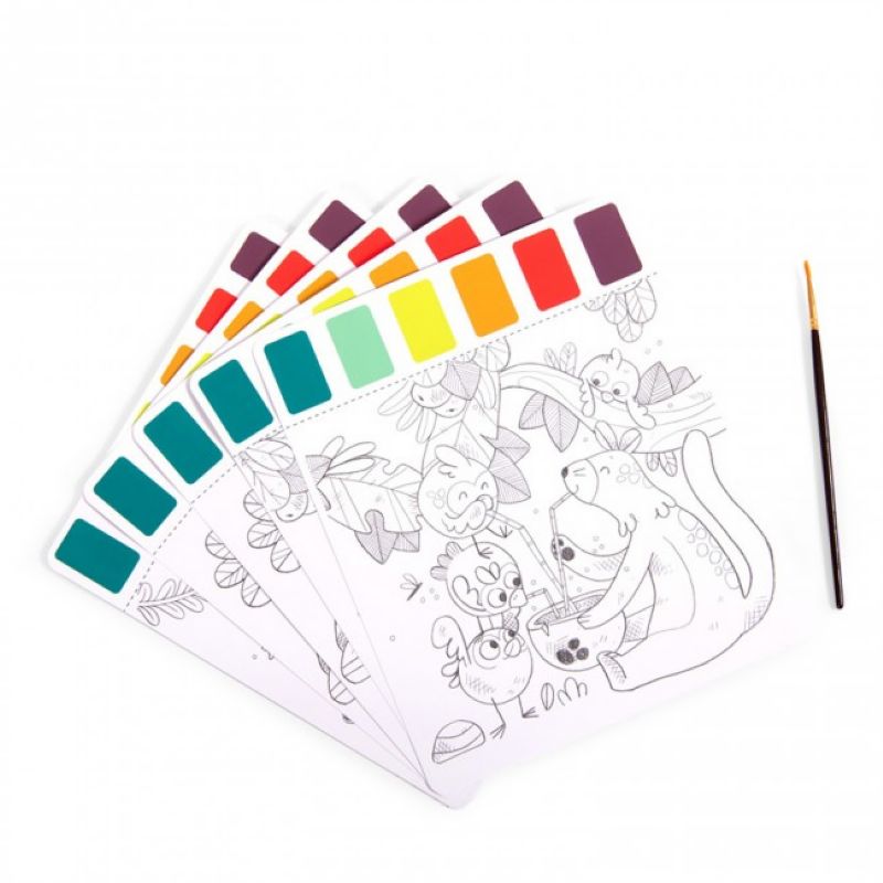 ערכת דפי צביעה עם צבעים בדף – ג”ונגל MOULIN ROTY
